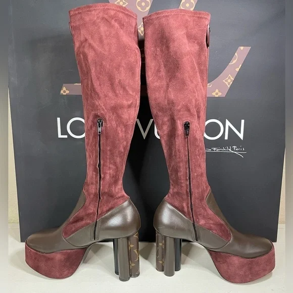 Louis Vuitton Boots LV Podium Platform Boots Authentic COA LV Tall Long Boots
